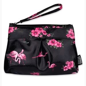 Liquor Brand Flamingos Black Pouch Cosmetics Bag